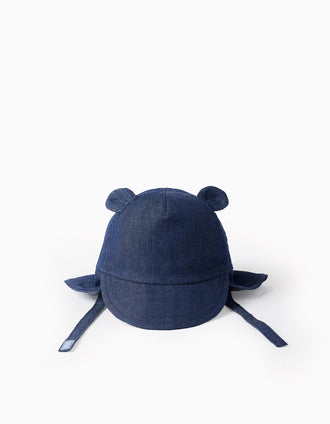Casquette légionnaire en jean avec oreilles 3D pour nouveau-né, bleu foncé