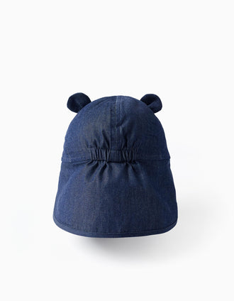 Casquette légionnaire en jean avec oreilles 3D pour nouveau-né, bleu foncé