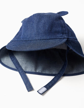 Casquette légionnaire en jean avec oreilles 3D pour nouveau-né, bleu foncé
