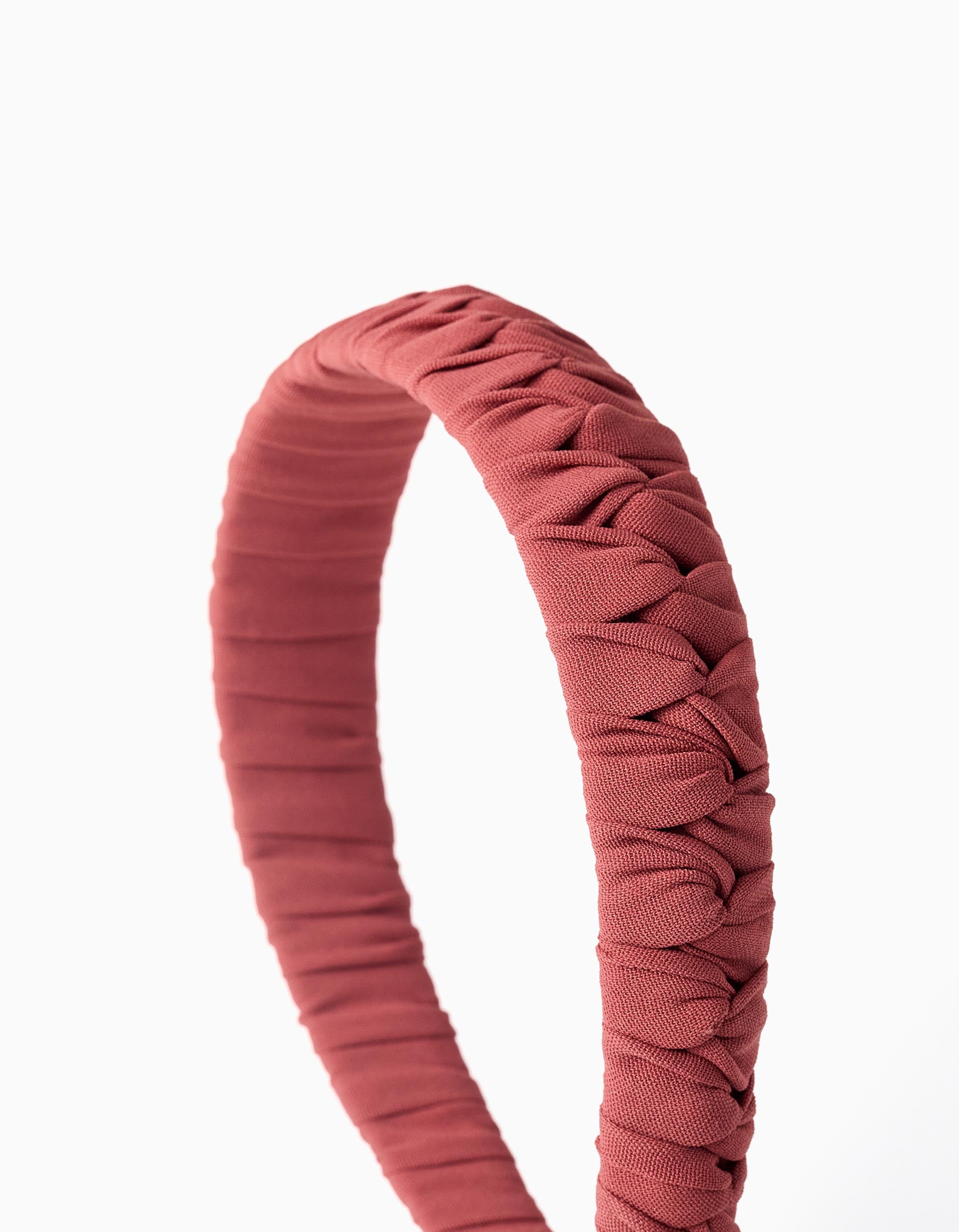 Serre-tête en tissu tressé pour fille, rouge brique