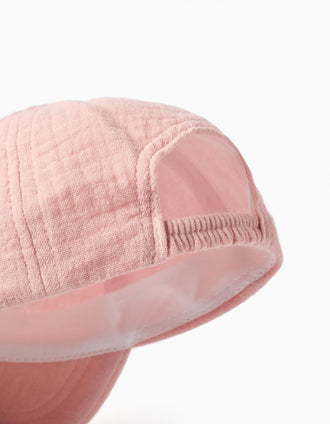 Casquette en coton avec oreilles 3D pour nouveau-nés, rose clair