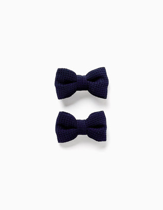 Pack de 2 ganchos de cabelo com laço para bebé e menina, azul-escuro