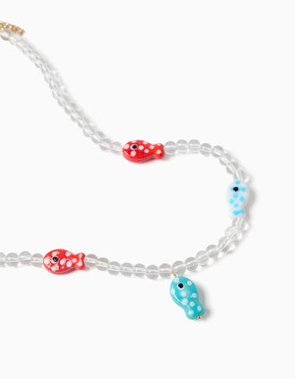 Colar de missangas com pingente de peixe para menina, multicolor