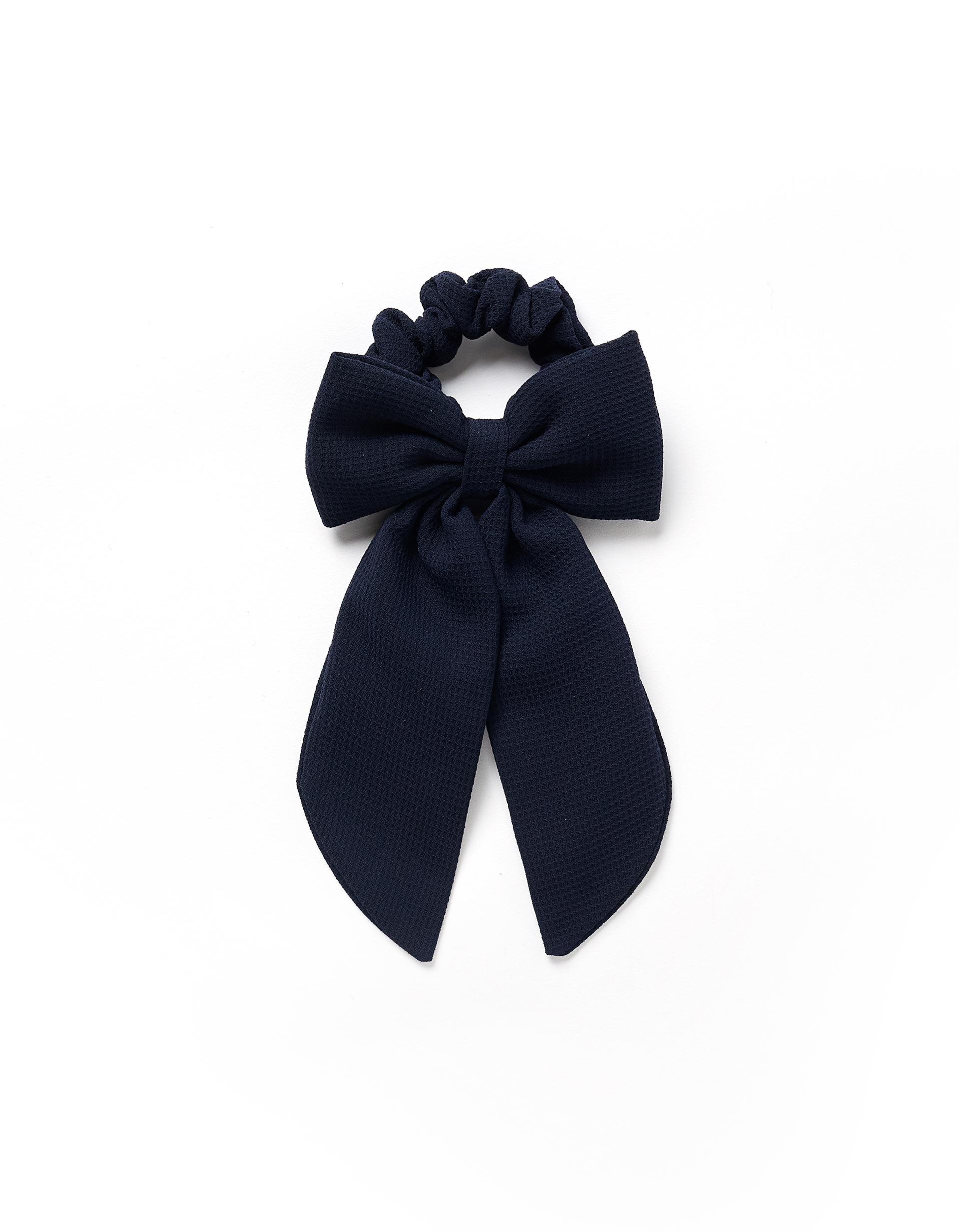 Chouchou avec grand nœud pour bébé et fille, bleu foncé