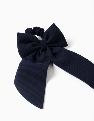 Scrunchie com laço grande para bebé e menina, azul-escuro