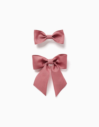 Pack de 2 ganchos de cabelo com laços para bebé e menina, rosa-velho