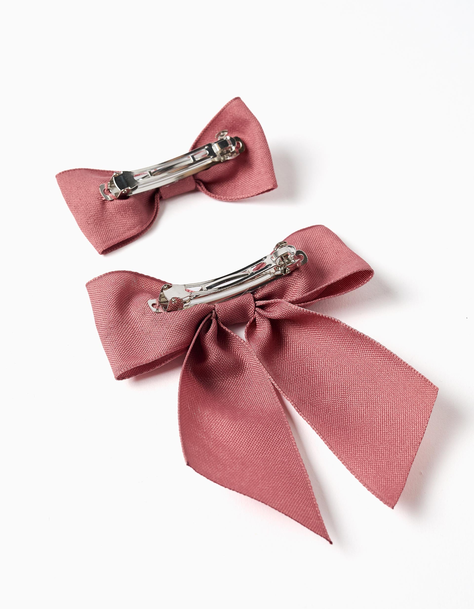 Pack of 2 hair clips with cotton bows for babies and girls, dusty rose