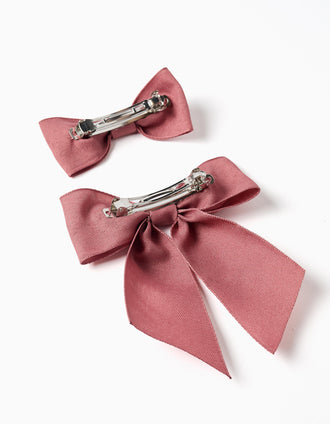 Pack de 2 ganchos de cabelo com laços para bebé e menina, rosa-velho