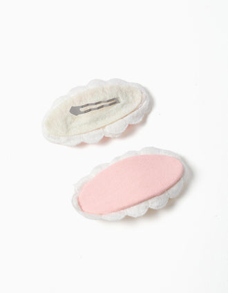 Pack de 2 travessões de cabelo ovais para menina, rosa/branco