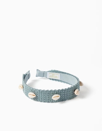Bandolete com aplicação de búzios para menina, verde-claro
