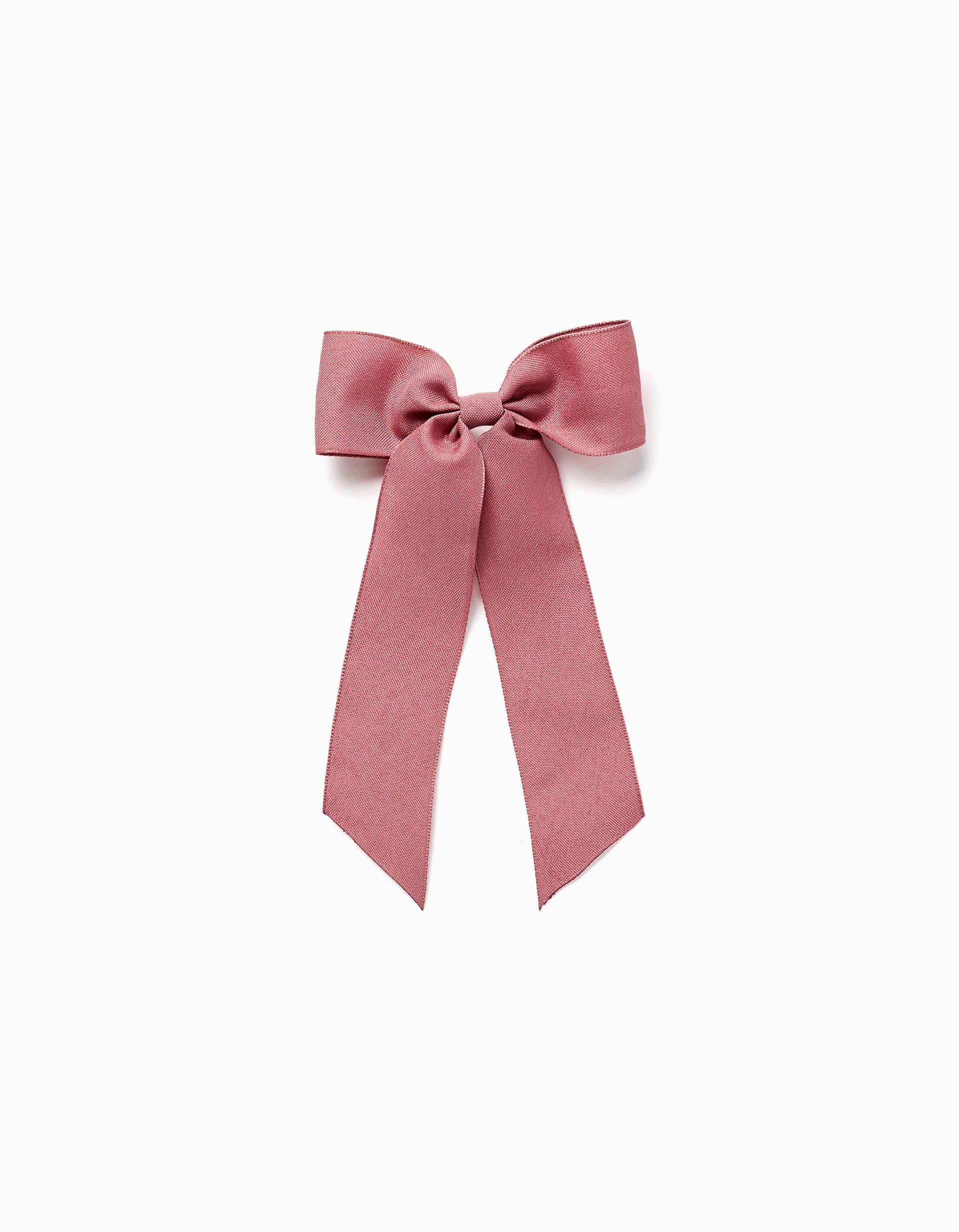 Hair slide with large bow for babies and girls, dusty rose