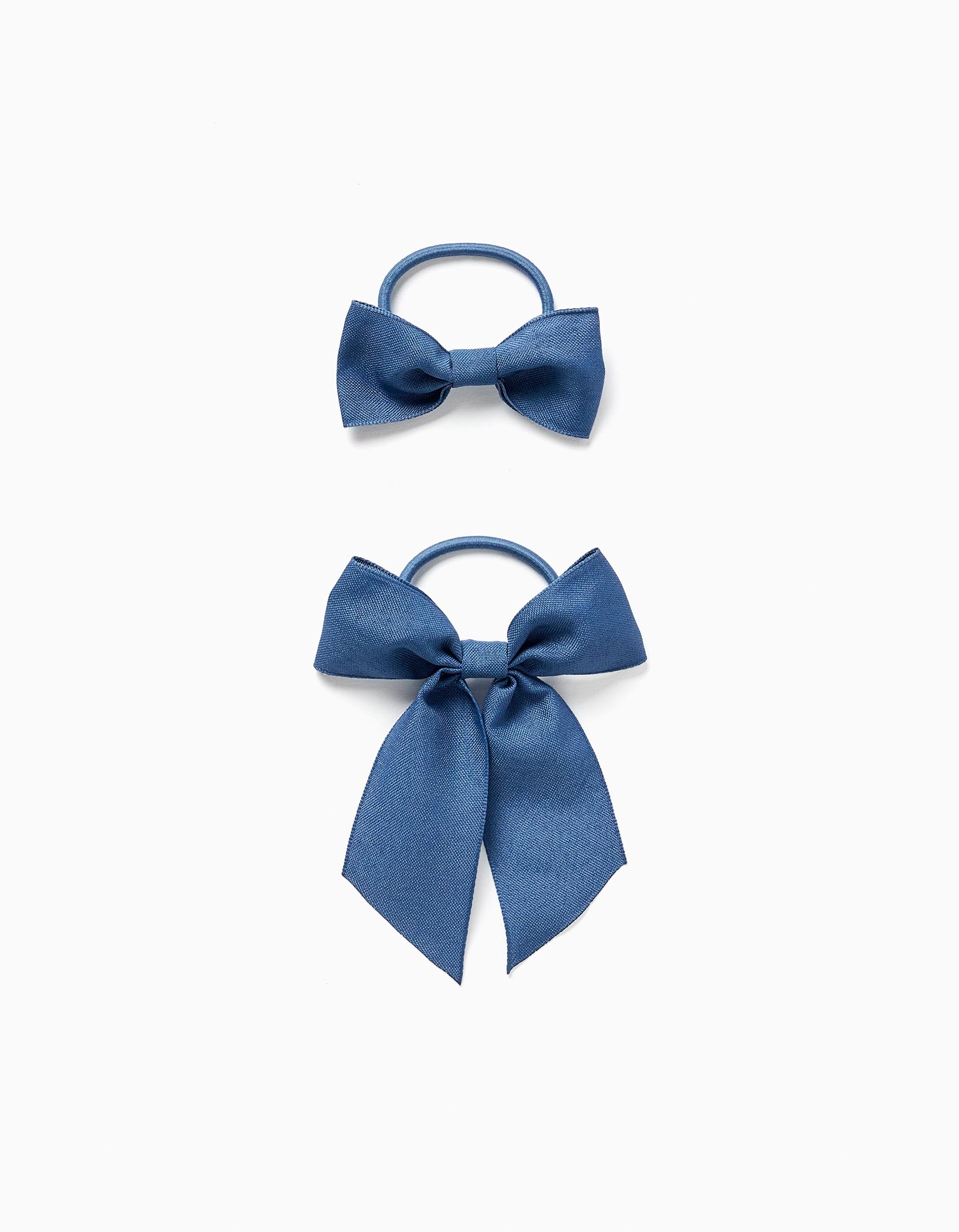 Pack of 2 hair bobbles with cotton bows for babies and girls, blue