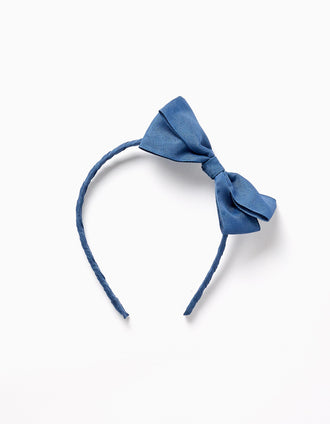 Bandolete com laço na parte superior para menina, azul