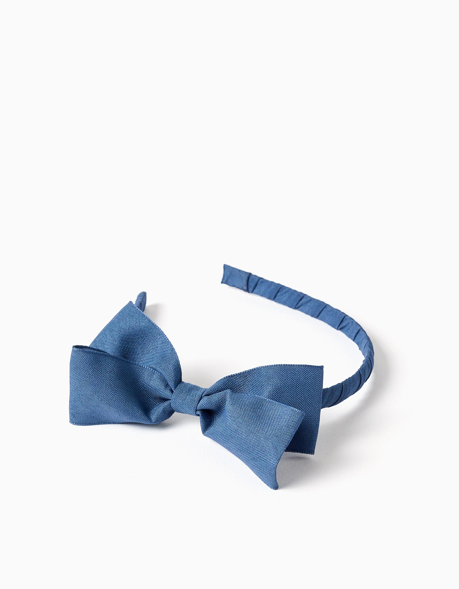 Alice band with bow on top for girls, blue