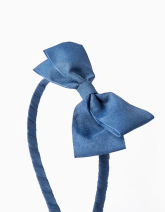 Bandolete com laço na parte superior para menina, azul