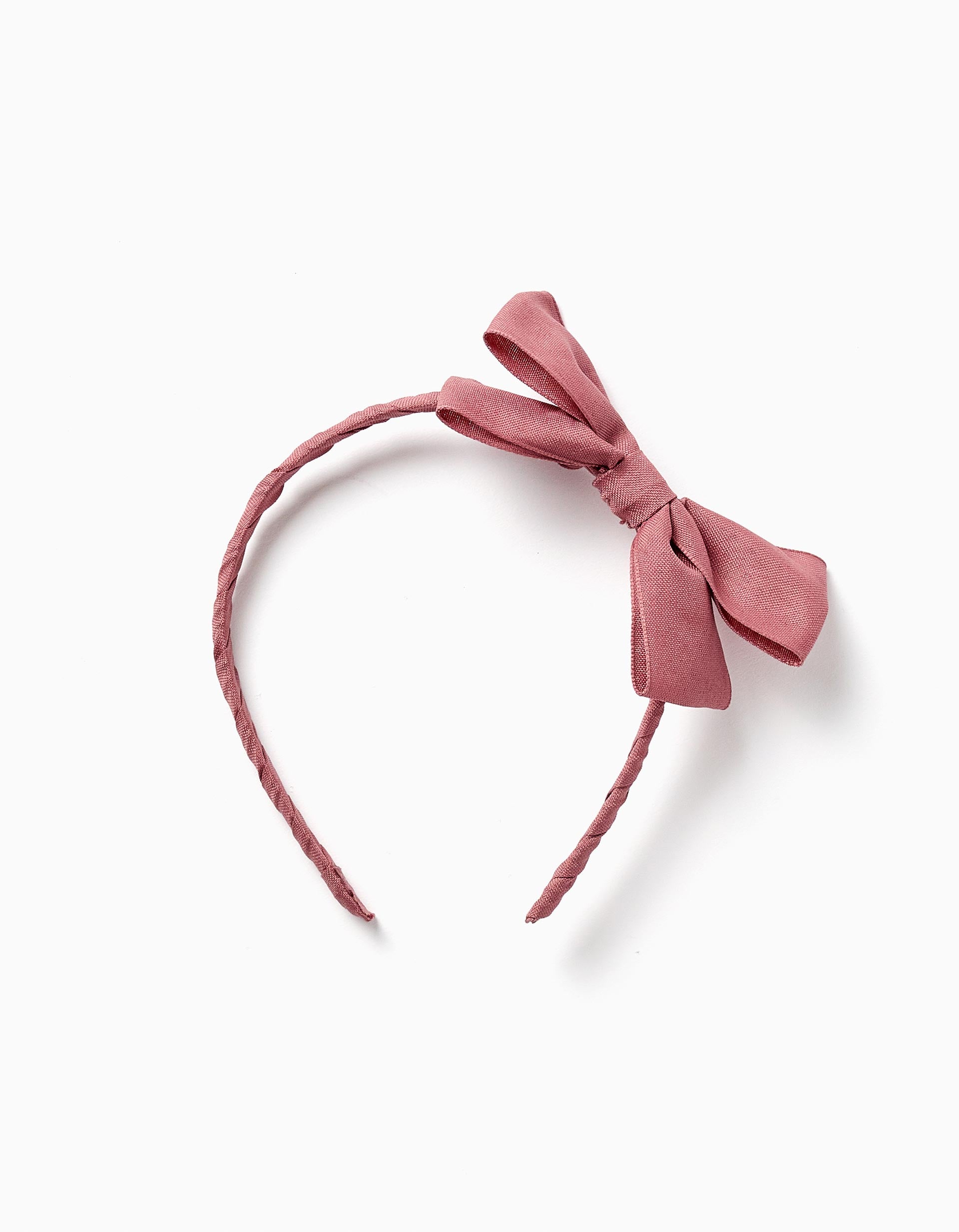 Alice band with bow on top for girls, dusty rose