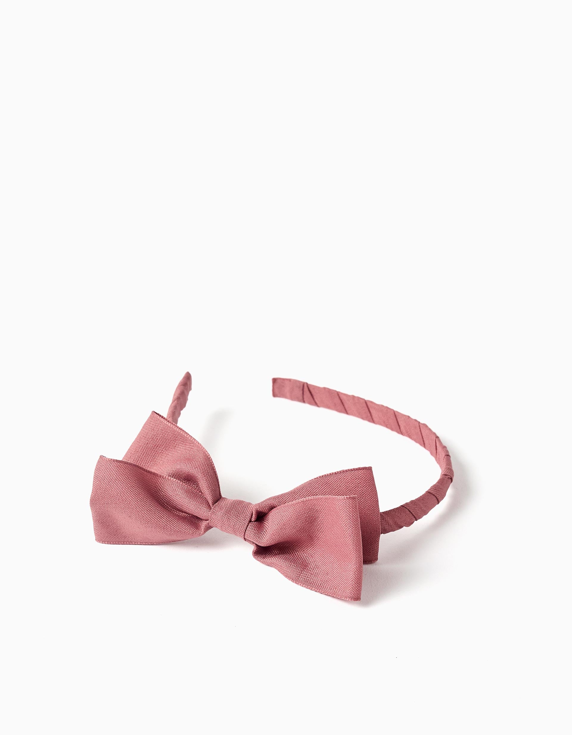 Alice band with bow on top for girls, dusty rose