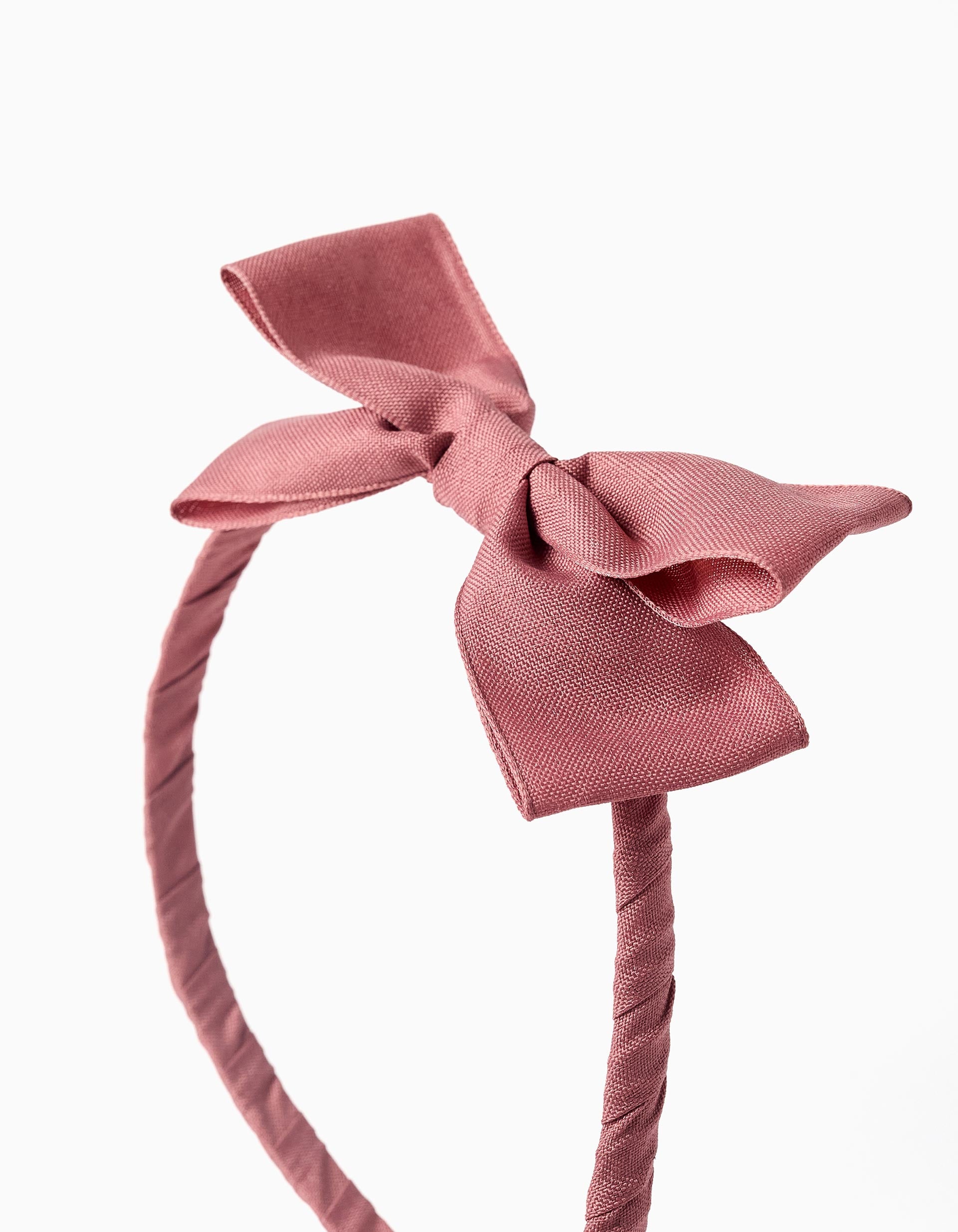 Alice band with bow on top for girls, dusty rose