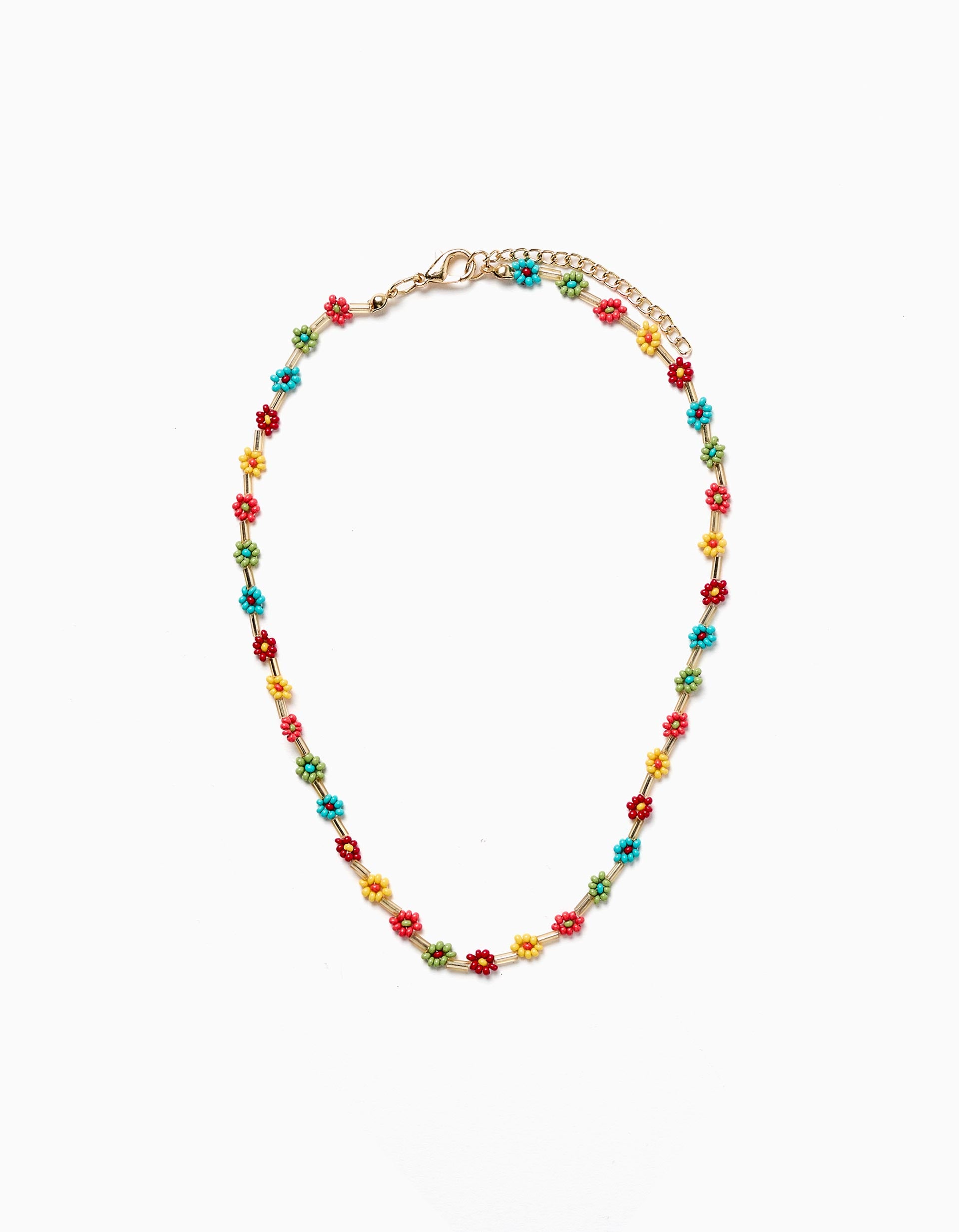 Collier à perles florales pour fille, multicolore
