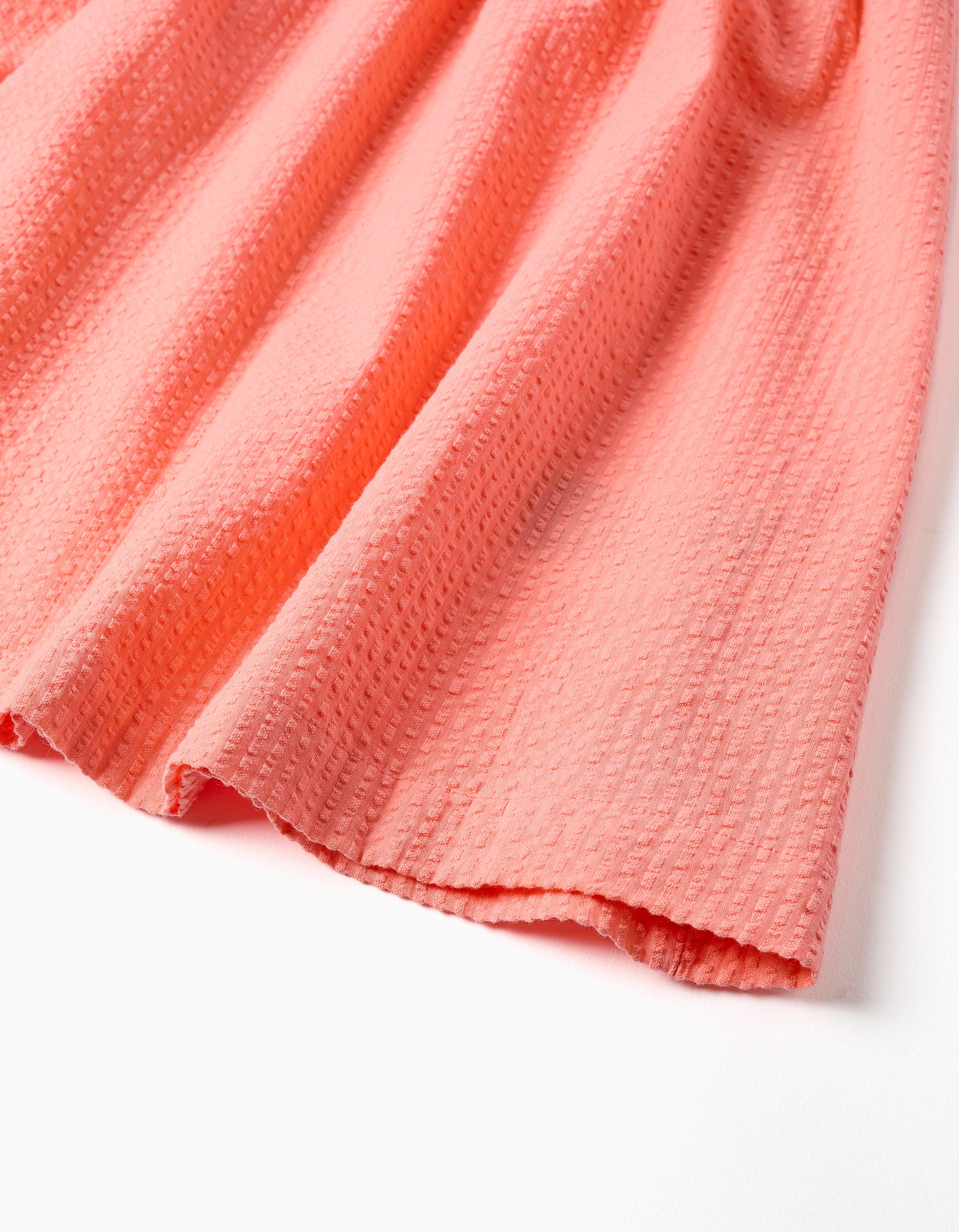 Sleeveless cotton dress with elastic straps for girls, light coral