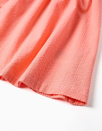 Sleeveless cotton dress with elastic straps for girls, light coral