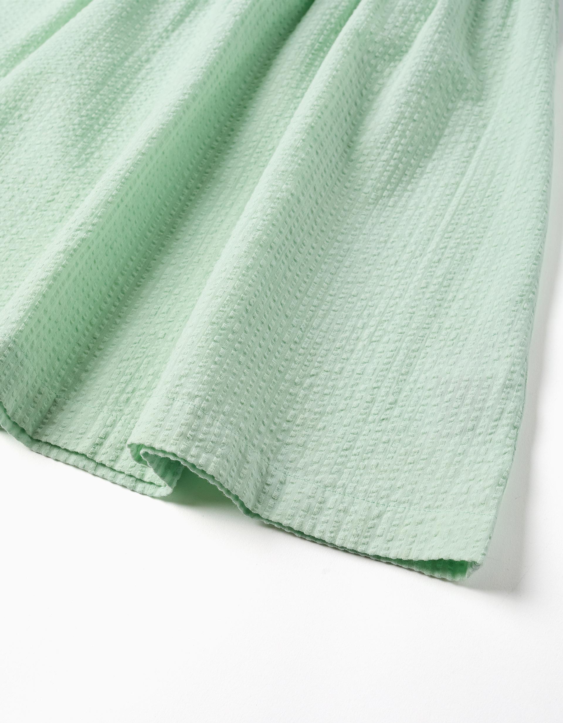 Sleeveless cotton dress with elastic straps for girls, light green
