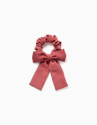 Scrunchie com laço de algodão para bebé e menina, vermelho-tijolo