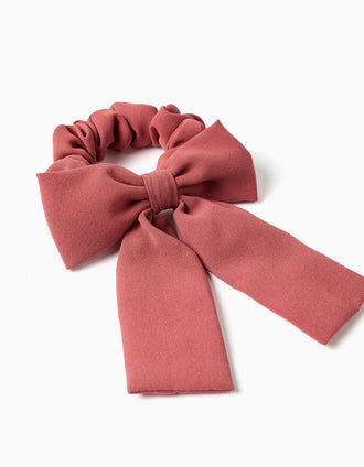 Scrunchie com laço de algodão para bebé e menina, vermelho-tijolo
