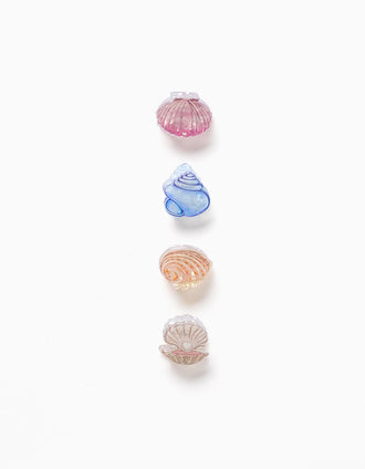Pack de 4 mini molas com conchas para bebé e menina, multicolor