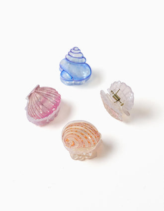 Pack de 4 mini molas com conchas para bebé e menina, multicolor