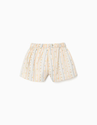 Short en coton à fleurs et taille élastiquée pour bébé fille, multicolore