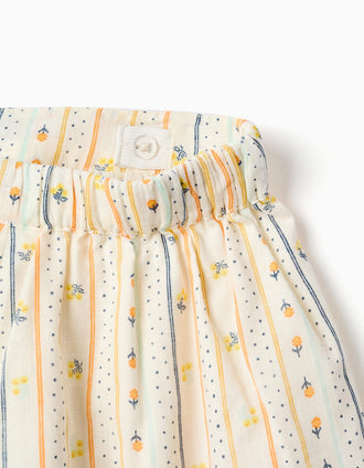 Short en coton à fleurs et taille élastiquée pour bébé fille, multicolore