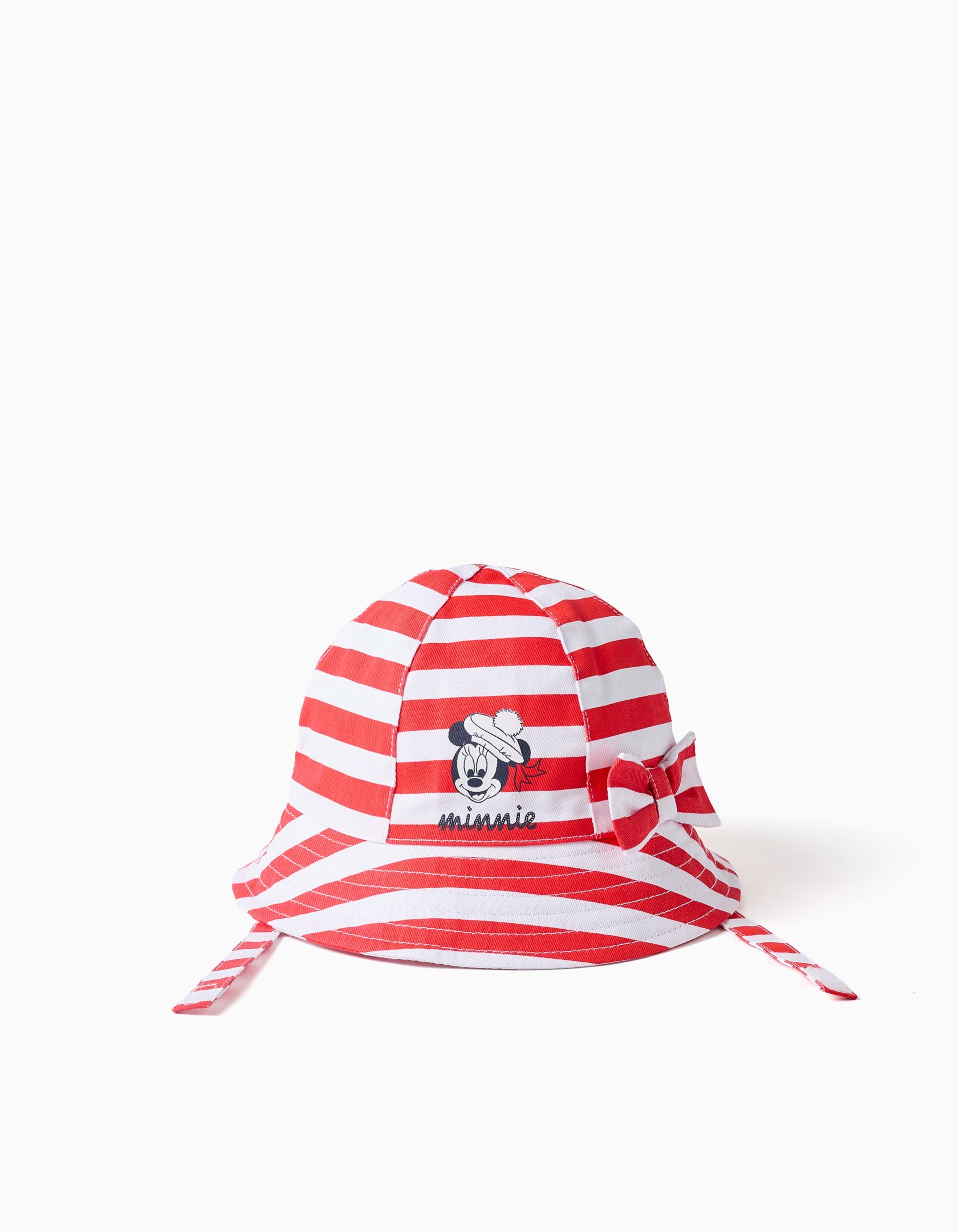 Chapéu de algodão Minnie para recém-nascida, vermelho/branco