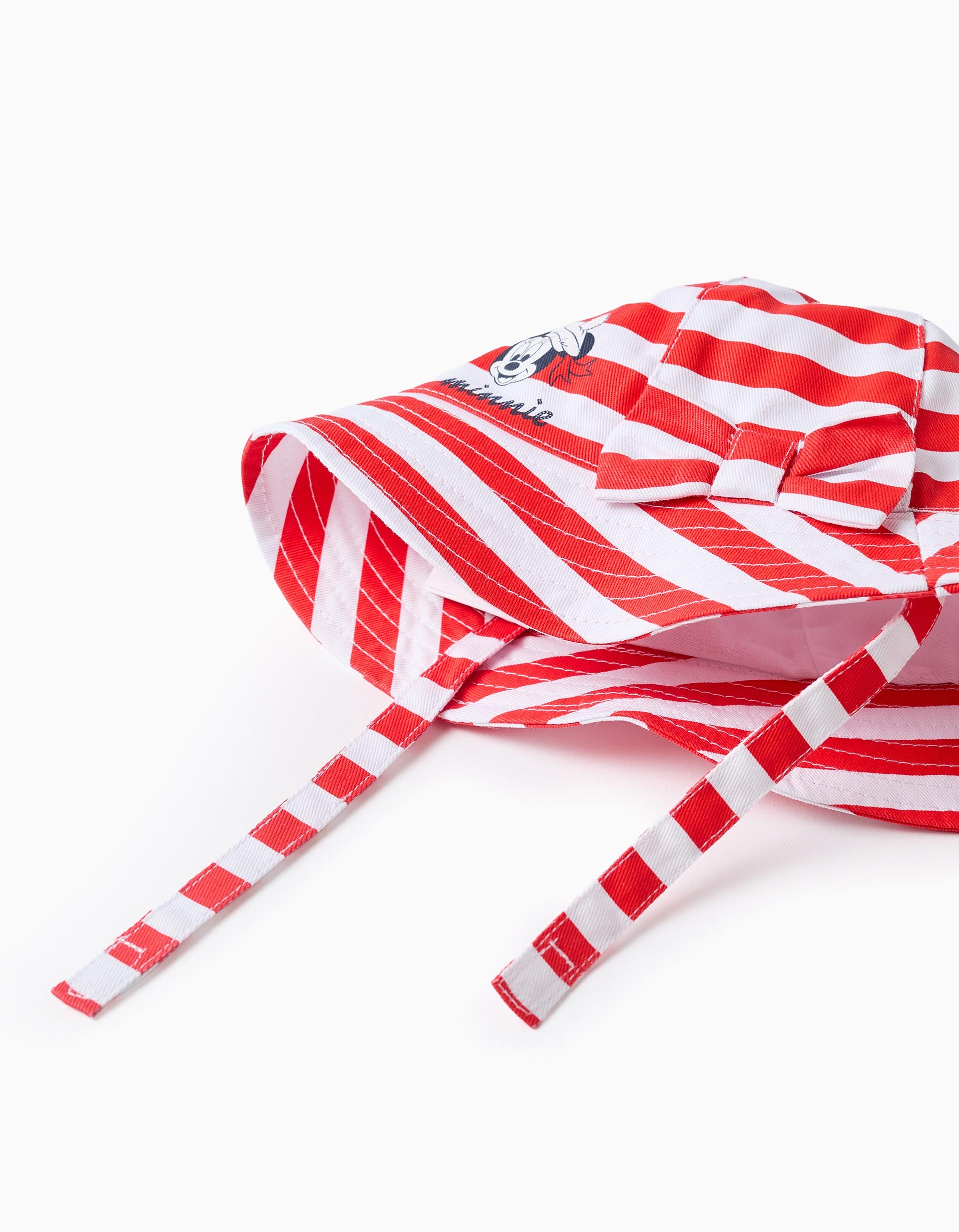 Chapéu de algodão Minnie para recém-nascida, vermelho/branco