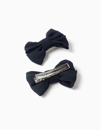 Pack de 2 ganchos com laços pequenos para bebé e menina, azul-escuro