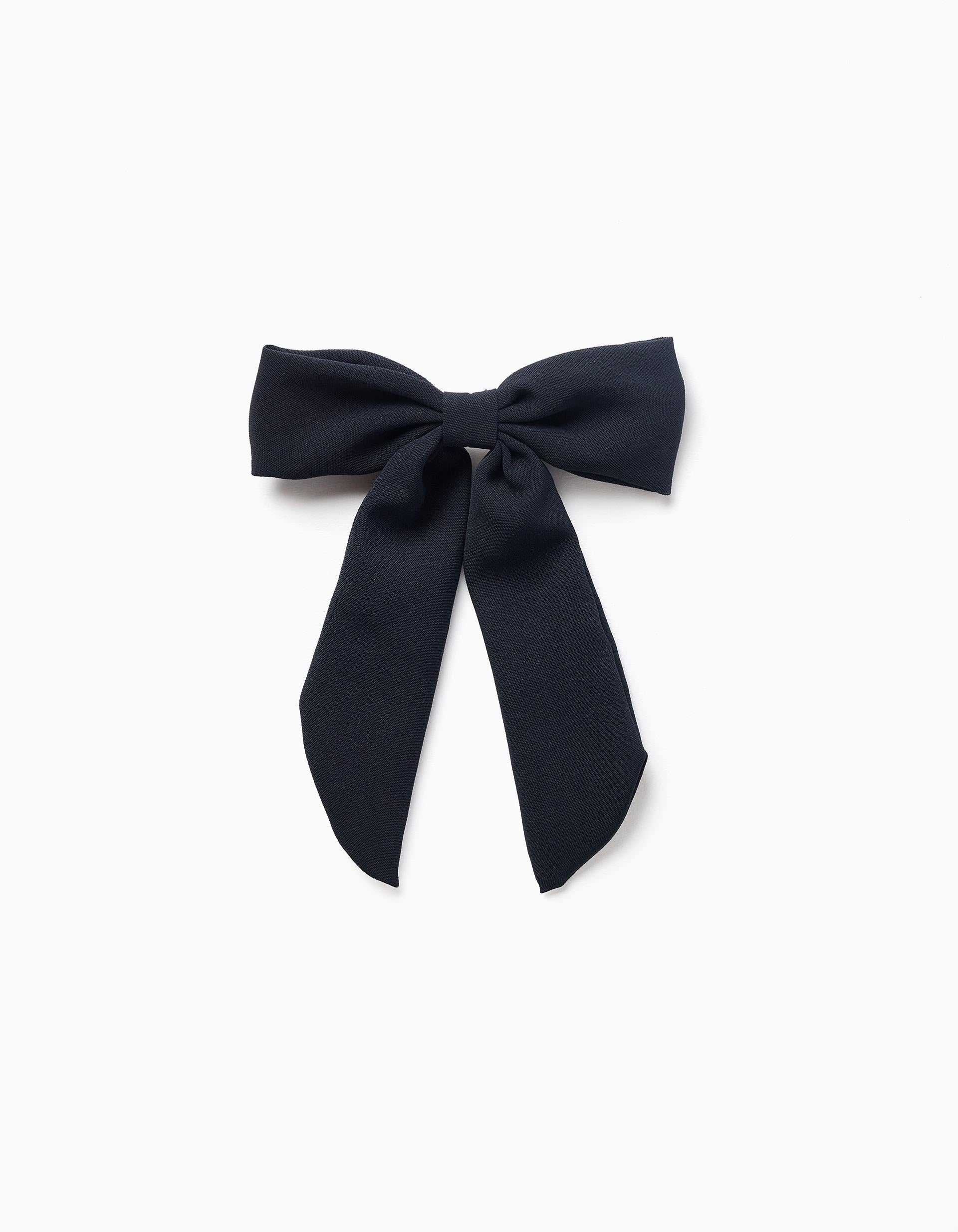 Travessão com laço médio para bebé e menina, azul-escuro