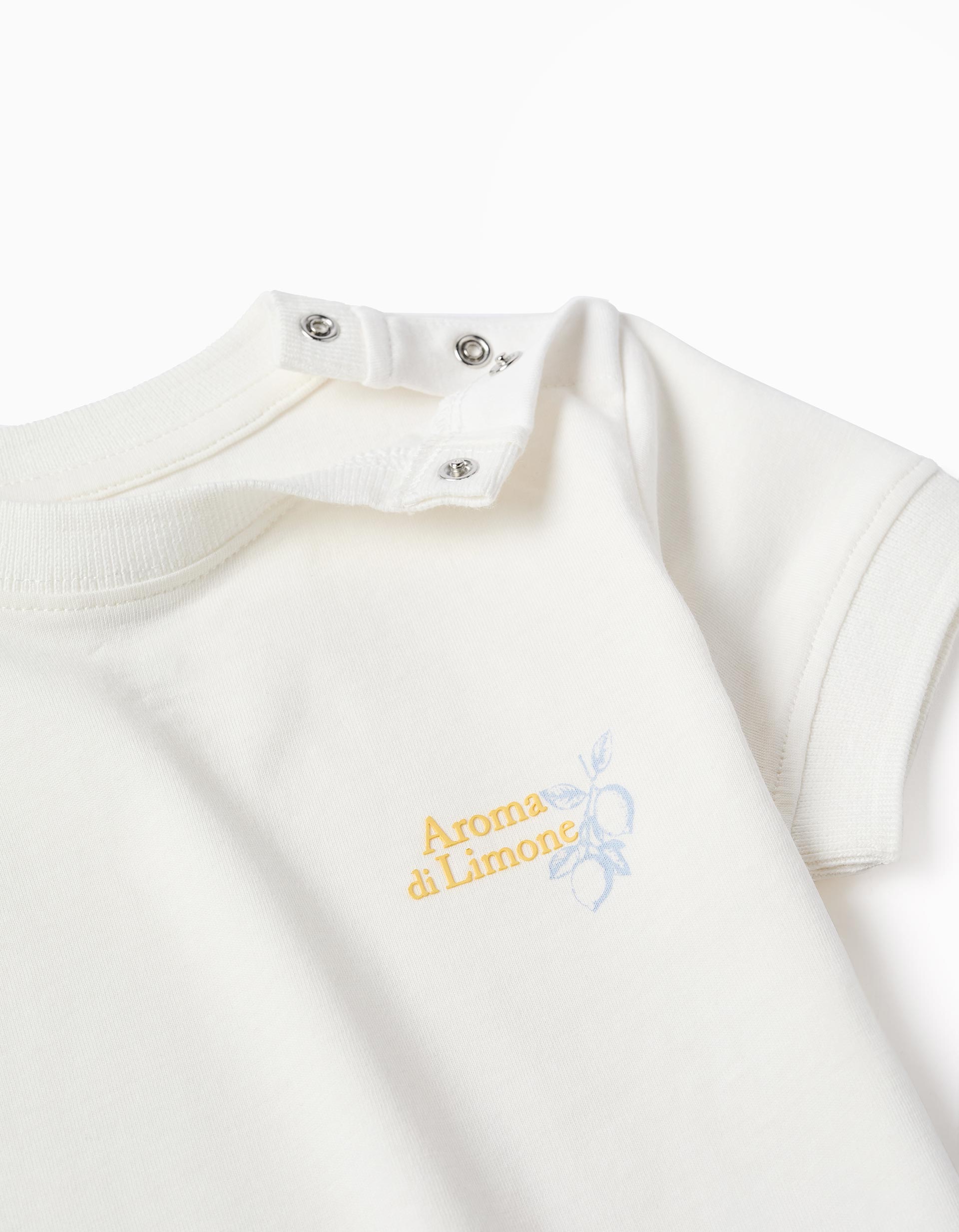 Cotton T-shirt with Aroma di Limone print for baby boys, white