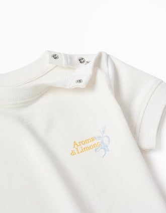 T-shirt de algodão com um estampado Aroma di Limone para bebé menino, branco