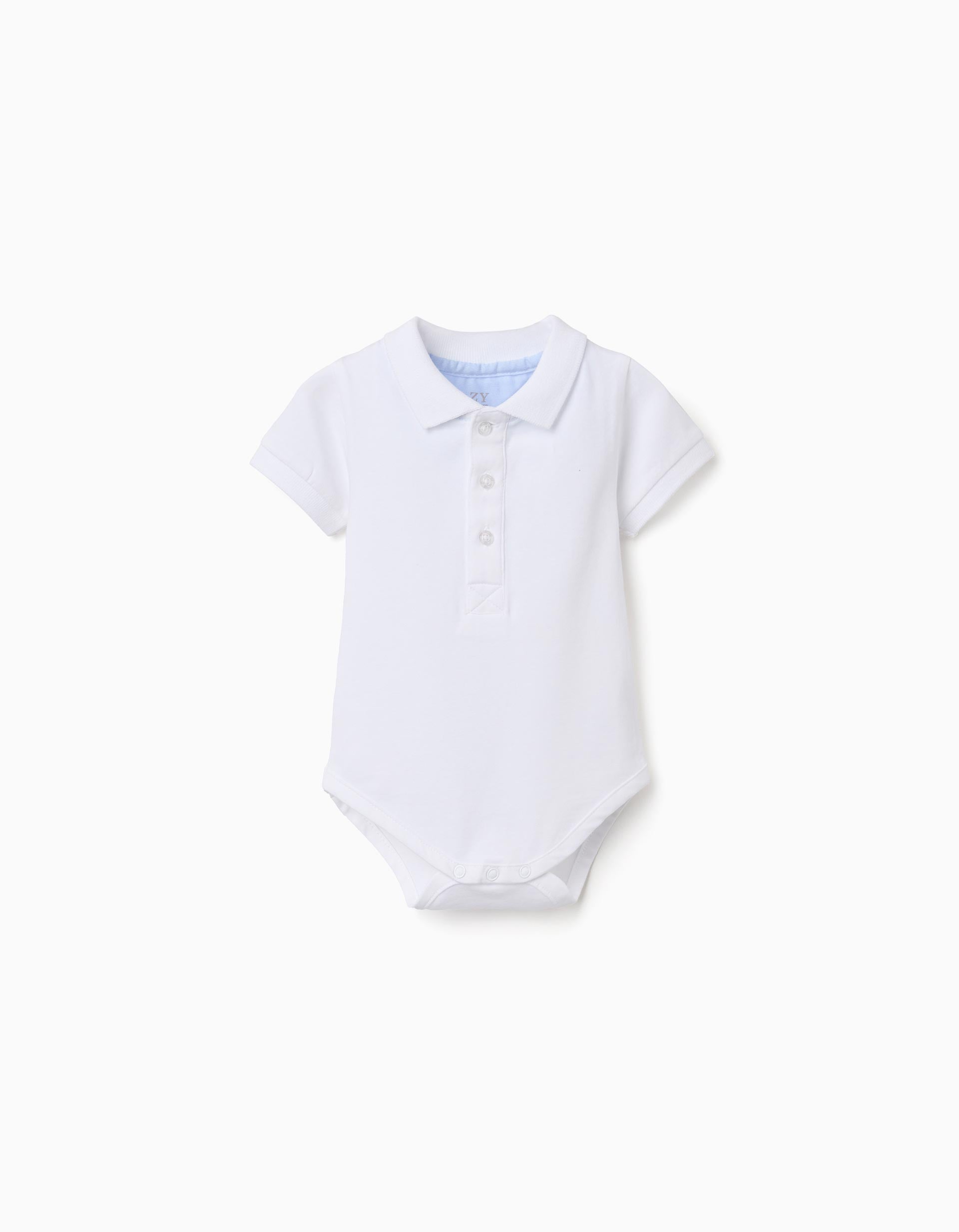 Body-polo de manga curta de algodão para recém-nascido, branco