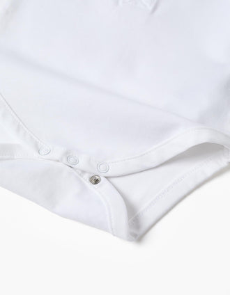 Body-polo de manga curta de algodão para recém-nascido, branco