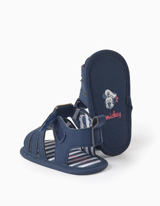 Sandalias con estampado de Mickey para recién nacido, azul oscuro