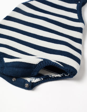 Fofo em malha às riscas para recém-nascidos, azul-escuro/branco