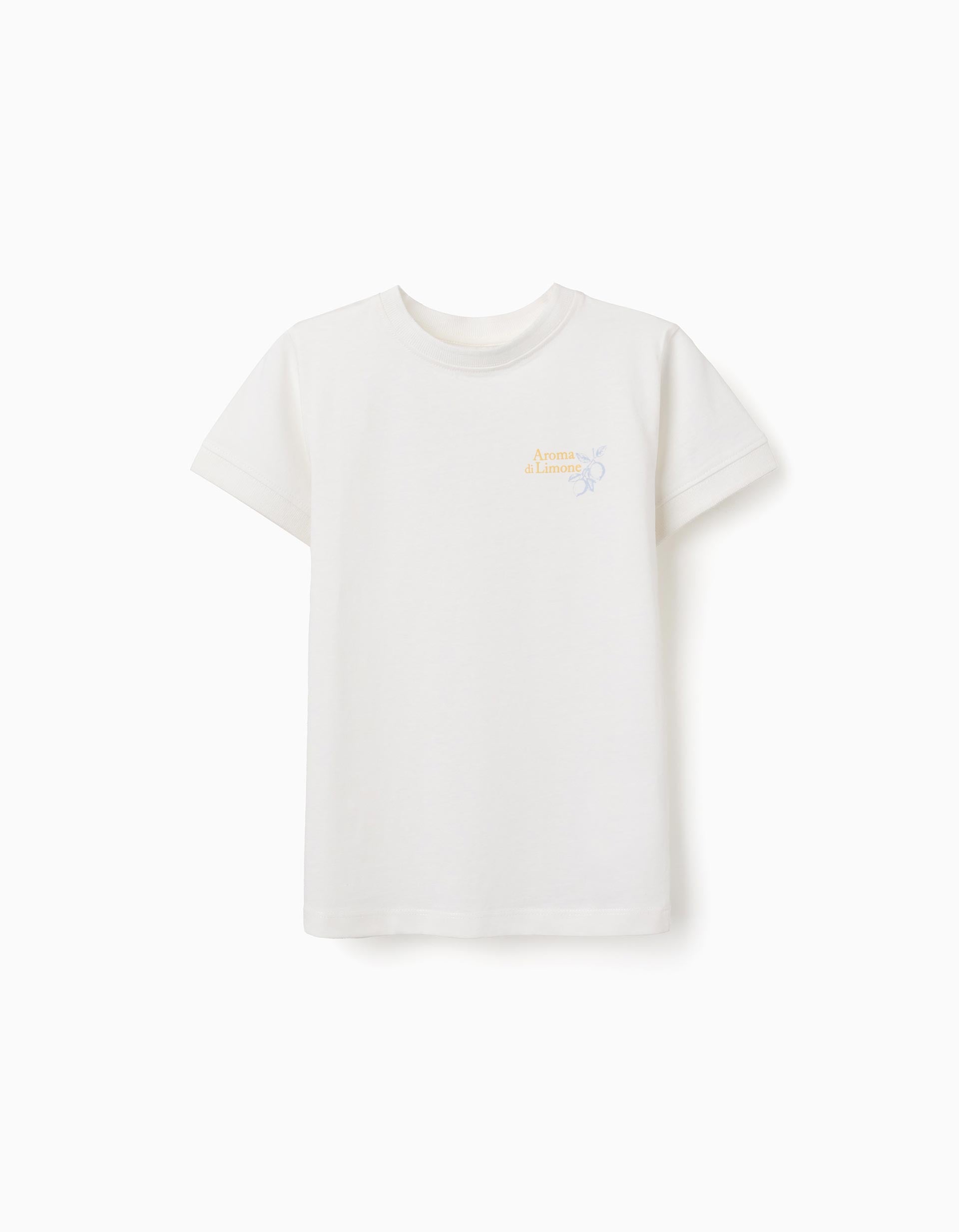 Cotton T-shirt with Aroma di Limone print for boys, white