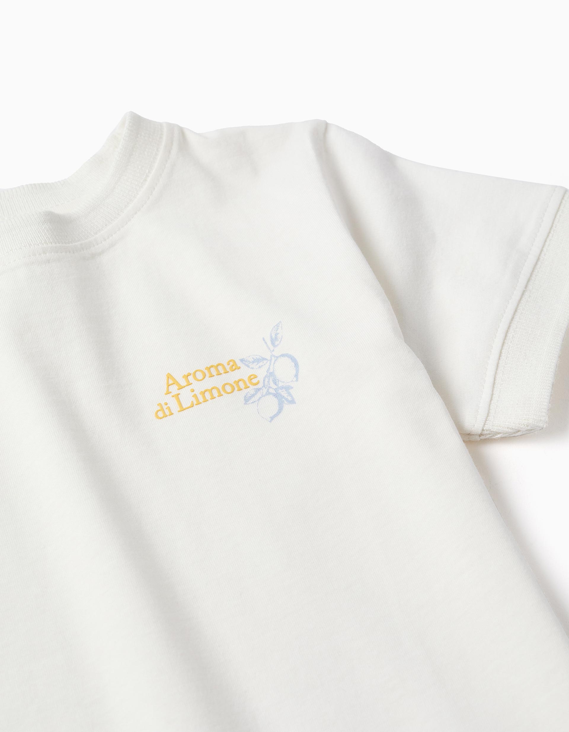 Cotton T-shirt with Aroma di Limone print for boys, white