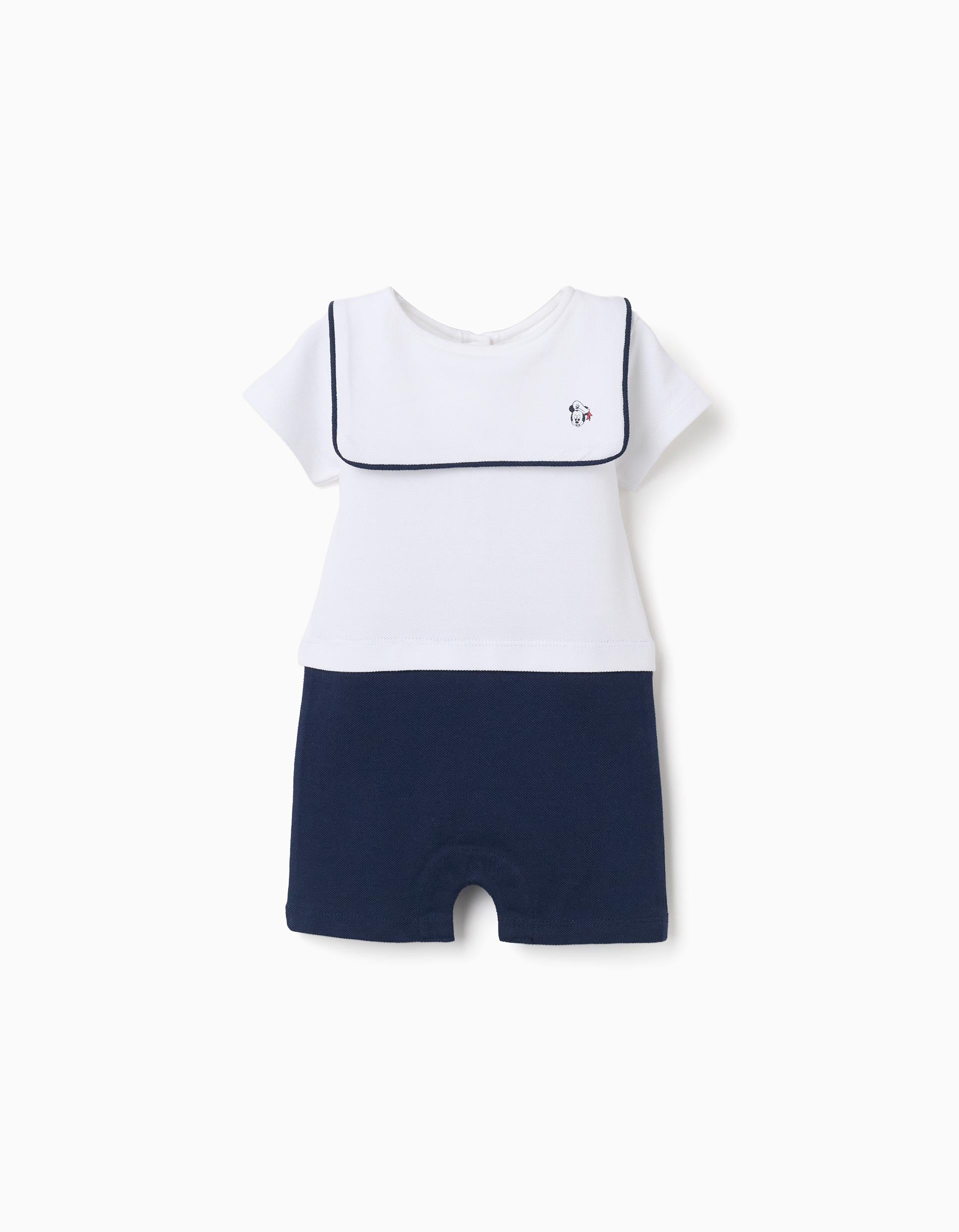 Ranita de piqué con Mickey para recién nacido, blanco/azul oscuro