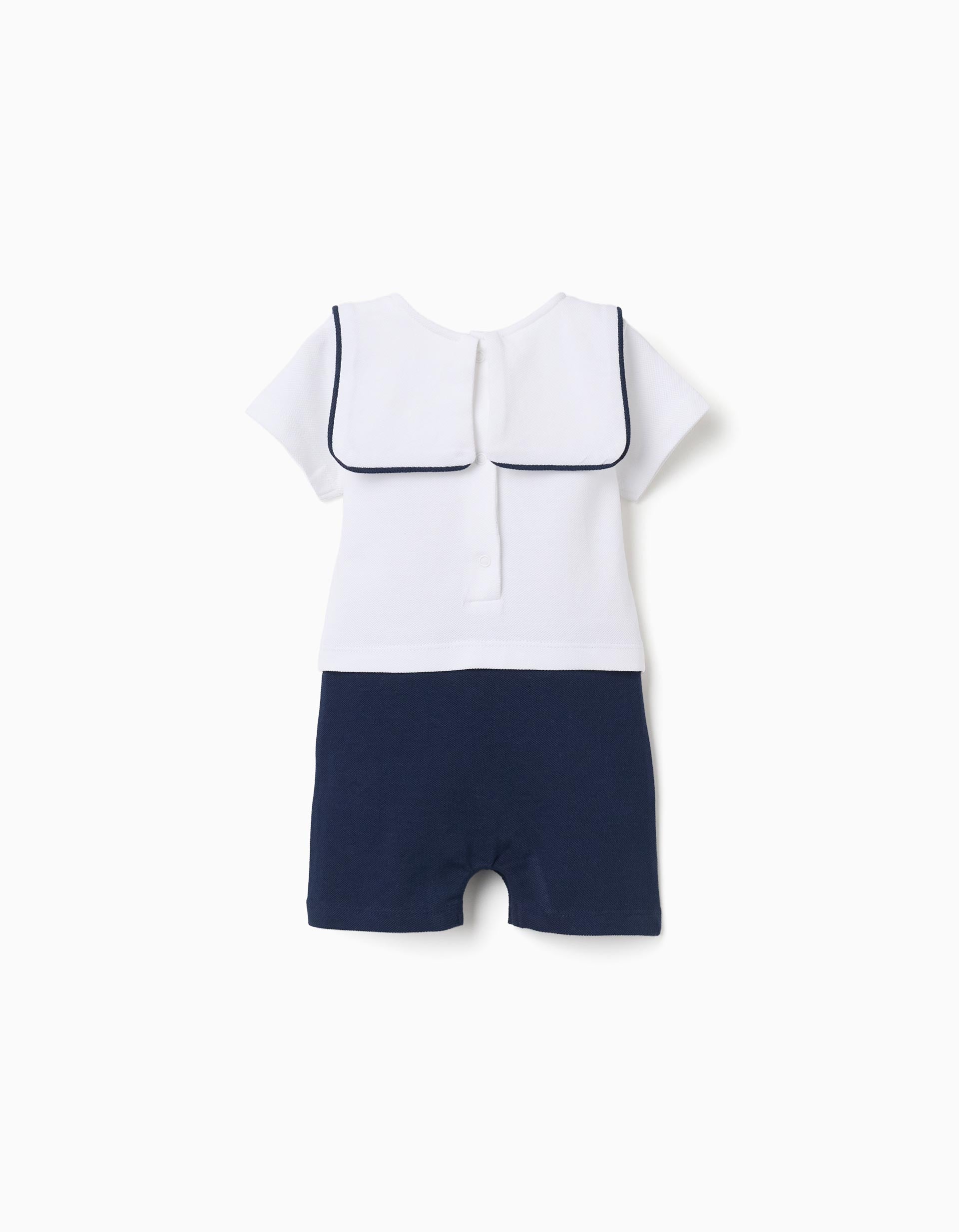 Ranita de piqué con Mickey para recién nacido, blanco/azul oscuro