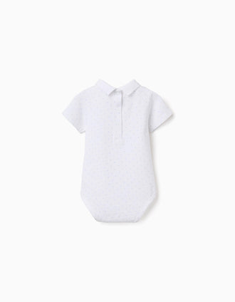 Body de algodão com padrão para recém-nascido, branco/azul-claro