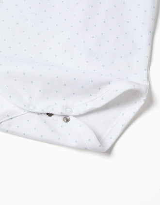 Body de algodão com padrão para recém-nascido, branco/azul-claro