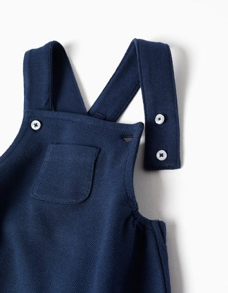 Body às riscas + fofo em piqué para recém-nascidos, branco/azul-escuro