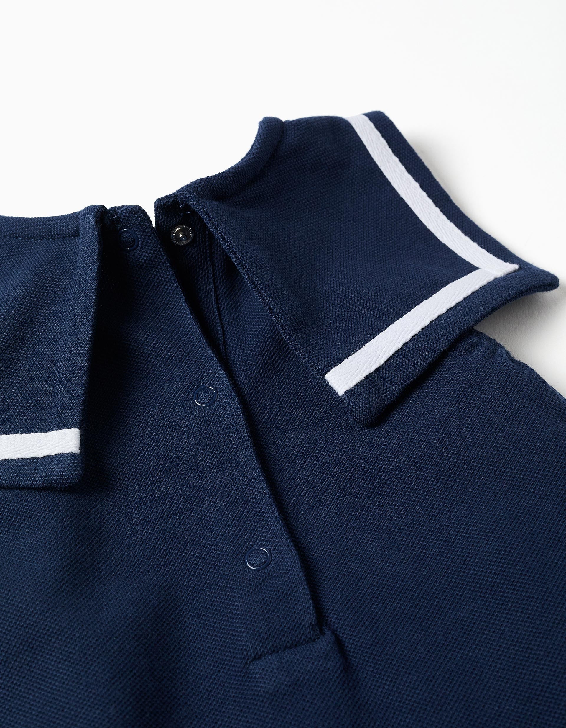 Vestido + tapa-fraldas em piqué para recém-nascida, azul-escuro